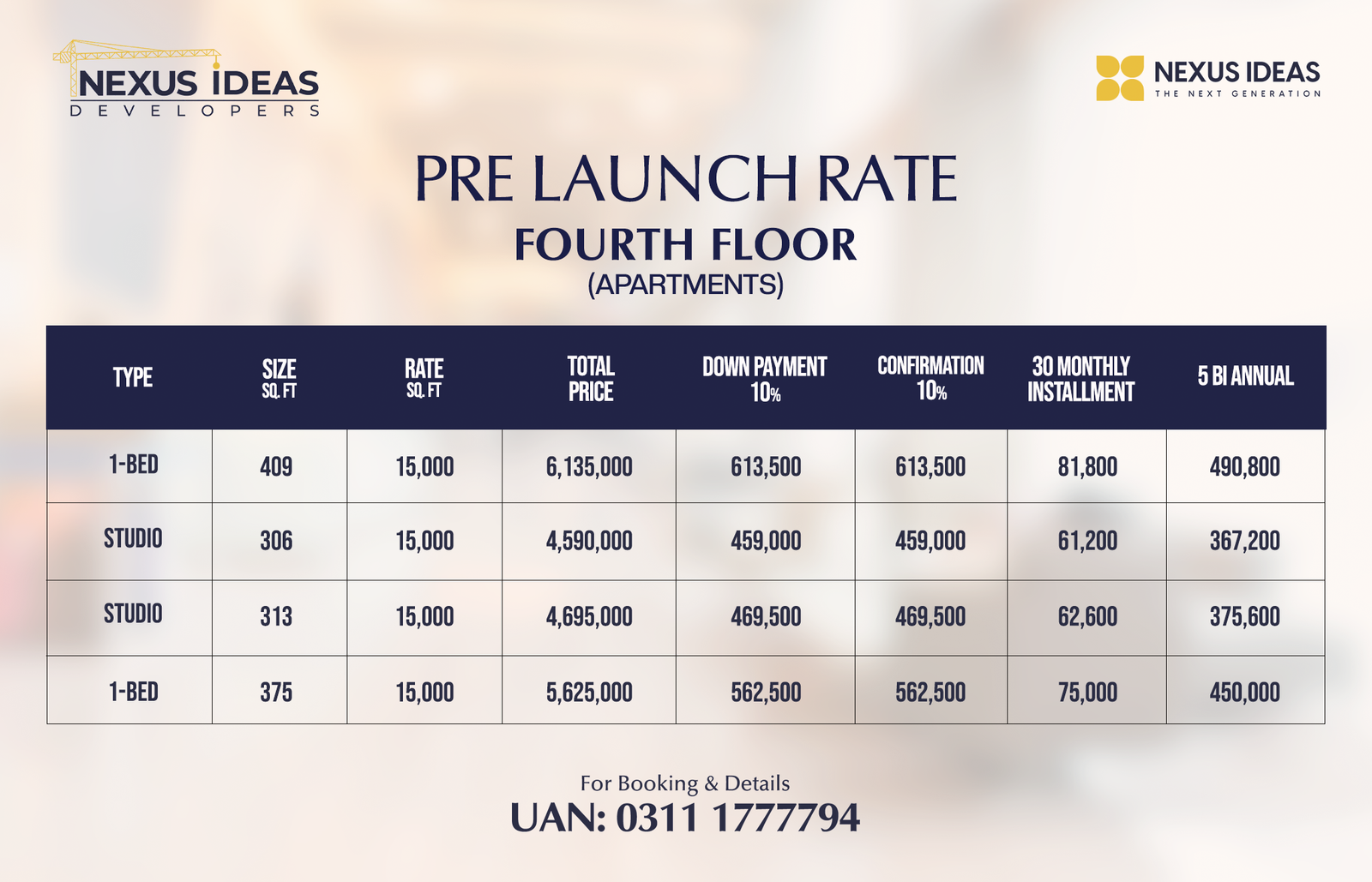 Nexus Square fourth floor apartments payment plan