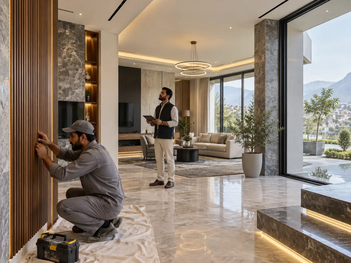 Interior finishing and quality inspection inside a modern Islamabad home.
